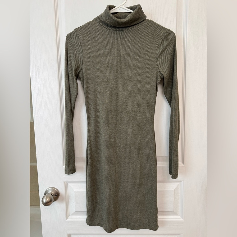 Olive green Turtle neck long sleeved dress